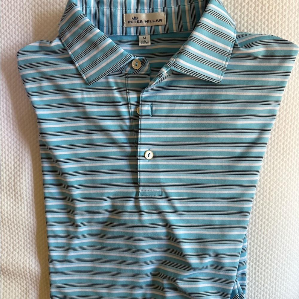 Peter Millar Blue Polo Shirt Classic Stripes